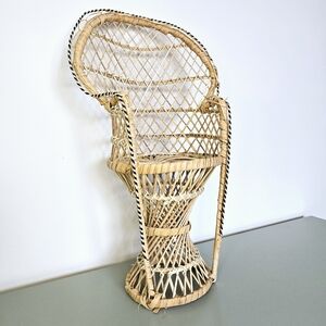 Vintage Rattan Plant Chair (Stand)